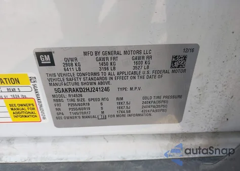 2017 Buick Enclave Convenience from USA, damaged, VIN 5GAKRAKD2HJ241246